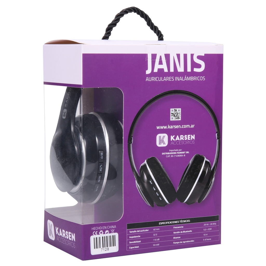 Auricular BT Vincha Janis Negro
