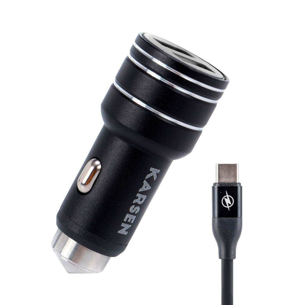 Cargador 12v Estruendo 3.1 Tipo C Negro