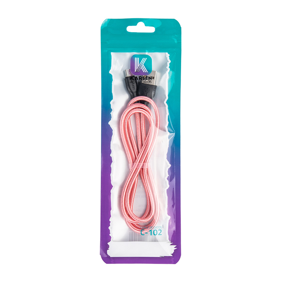 Cable datos C-102 1m Micro Usb Rosa