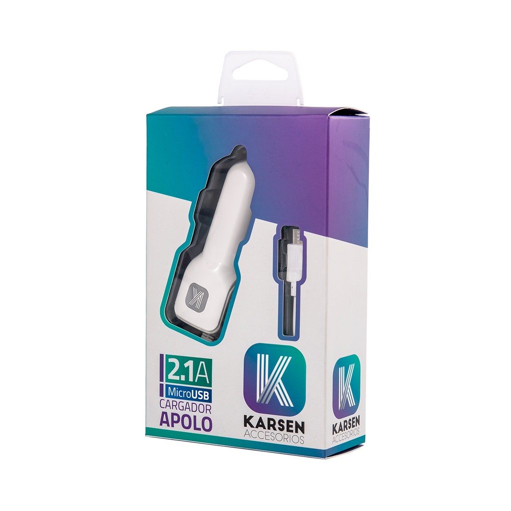Cargador 12v Apolo 2.1 Micro Usb Blanco