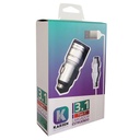 Cargador 12v Estruendo 3.1 Tipo C Plateado