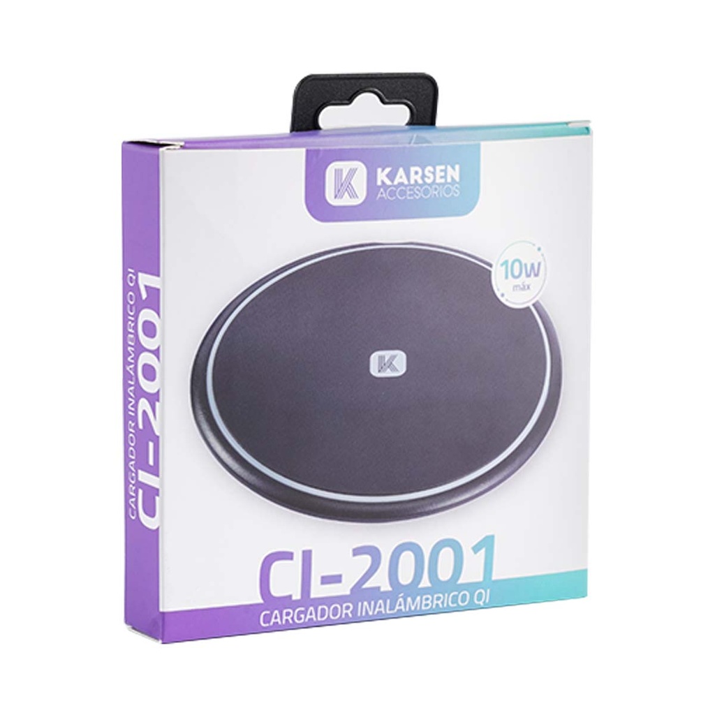 Cargador inalambrico CI-2001 10W Micro Usb Negro