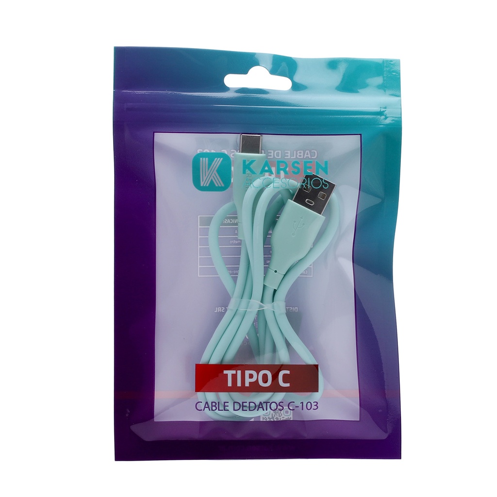 Cable datos C-103 1m Tipo C Verde