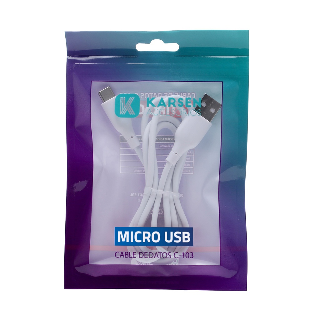 Cable datos C-103 1m Micro Usb Blanco