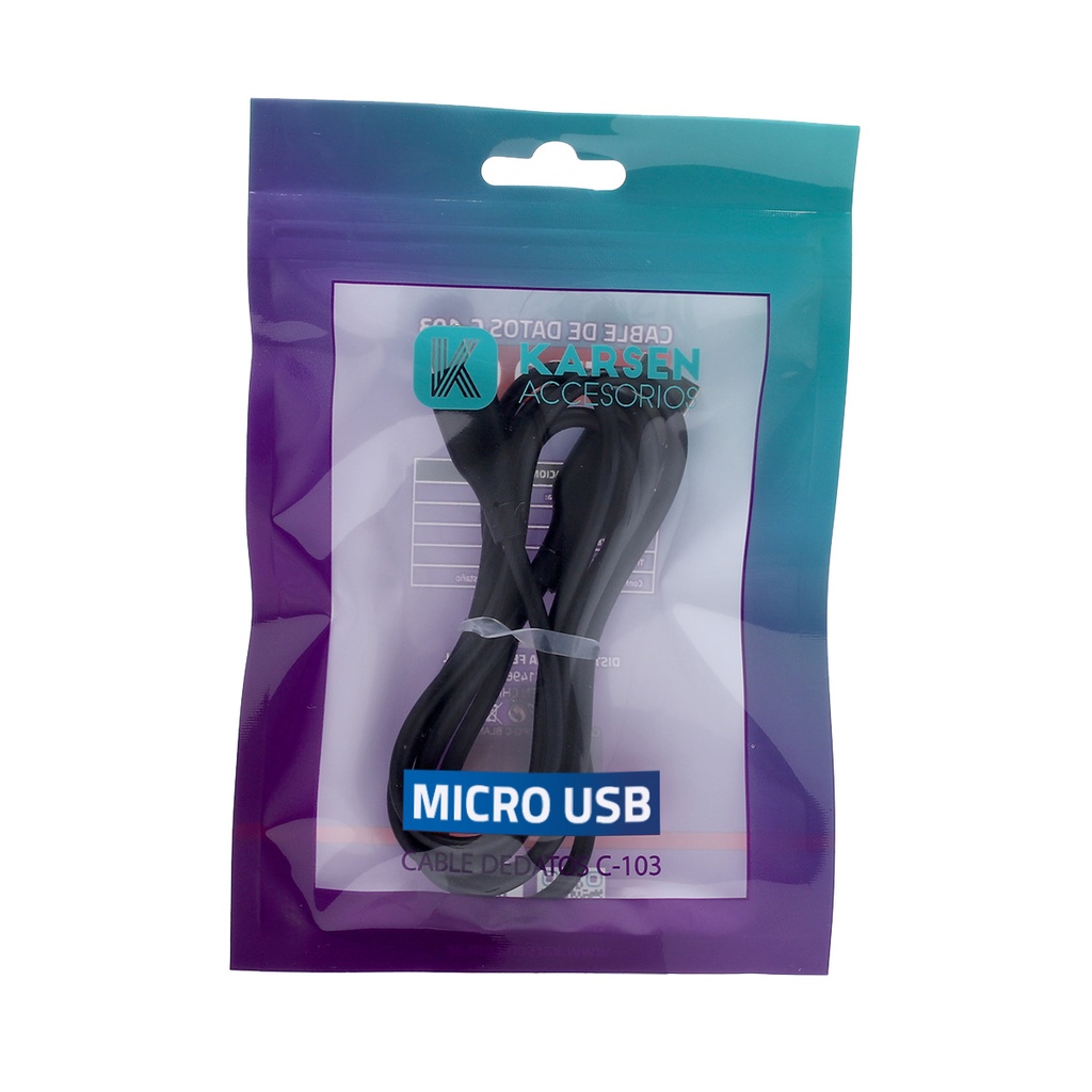 Cable datos C-103 1m Micro Usb Negro
