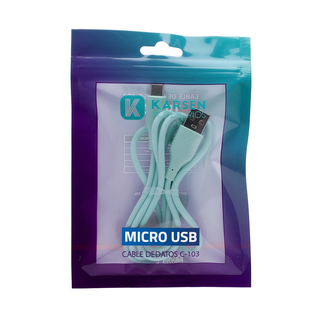 Cable datos C-103 1m Micro Usb Verde