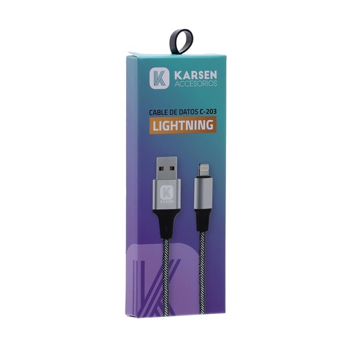 [1061] Cable datos C-203 1m Iphone Plateado