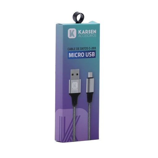 [1064] Cable datos C-203 1m Micro Usb Plateado
