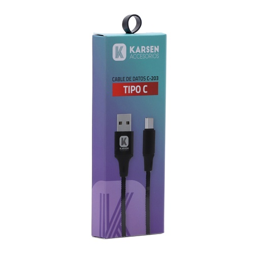 [1066] Cable datos C-203 1m Tipo C Negro