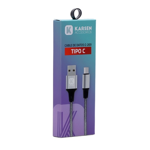 [1067] Cable datos C-203 1m Tipo C Plateado