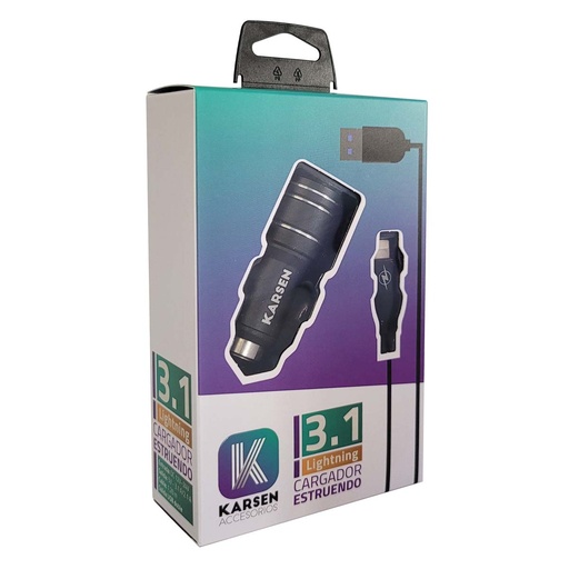 [1080] Cargador 12v Estruendo 3.1 Iphone Negro