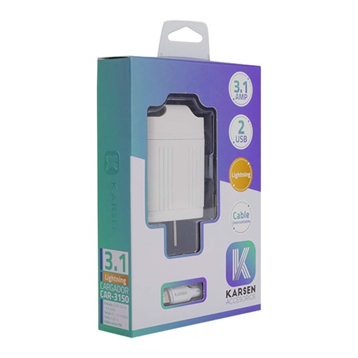 [1087] Cargador 220v 3150 3.1 Iphone Blanco