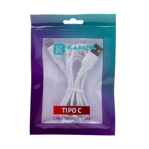 [1319] Cable datos C-103 1m Tipo C Blanco