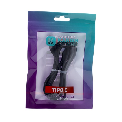 [1320] Cable datos C-103 1m Tipo C Negro