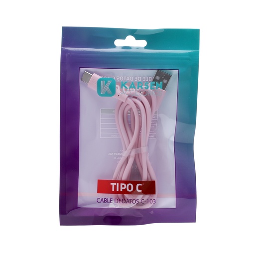 [1321] Cable datos C-103 1m Tipo C Rosa