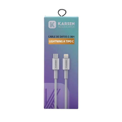 [1326] Cable datos C-301 1m Iphone a Tipo C Blanco