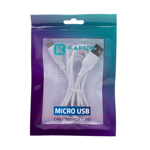 [1327] Cable datos C-103 1m Micro Usb Blanco