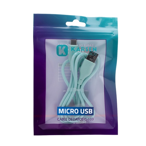 [1330] Cable datos C-103 1m Micro Usb Verde